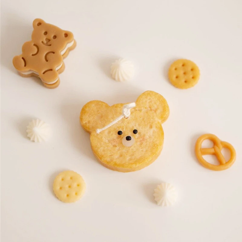 Bear Biscuit Silicone Candle Mold Diy Animal Shape Plaster Craft Making Mousse Chocolate Bake Mould Handmade Home Decora