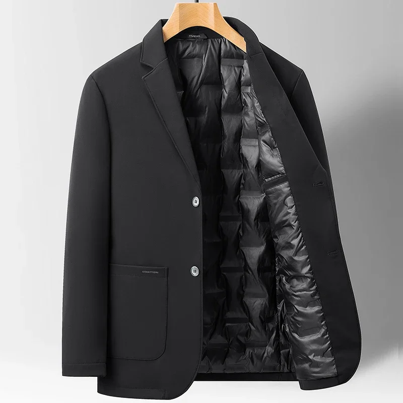 

2023 New Suit Down Jacket Men Lapel Slim Slim Velvet Depth Fashion Handsome Blazers Single Breasted Casual Blaze