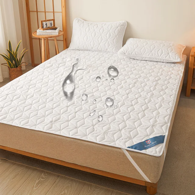 Protezione per materasso impermeabile - Coprimaterasso traspirante e silenzioso con 4 cinghie angolari elastiche Si adatta fino a 40 cm di profondità 1
