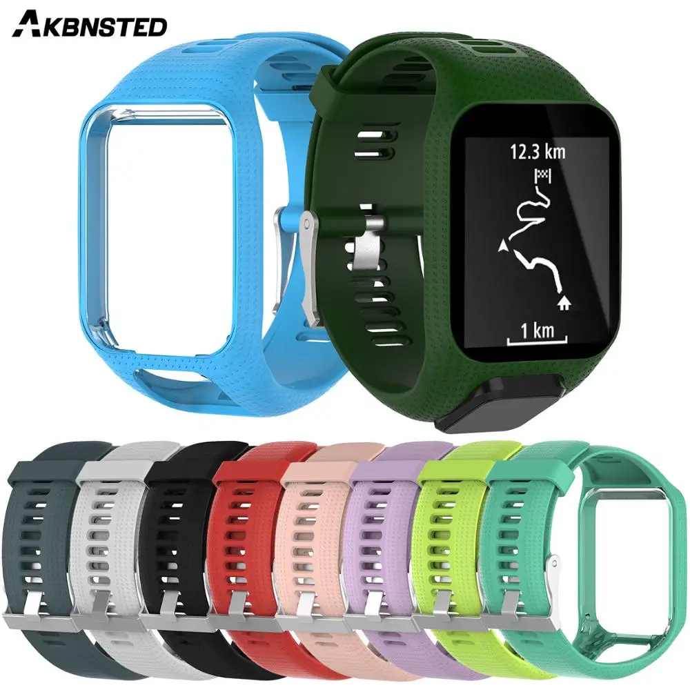 

AKBNSTED Colorful Silicone Sport Strap For Tomtom Runner 2/3 Cardio Music Smart Watch Wristband For Tomtom Spark 3 Watch Strap