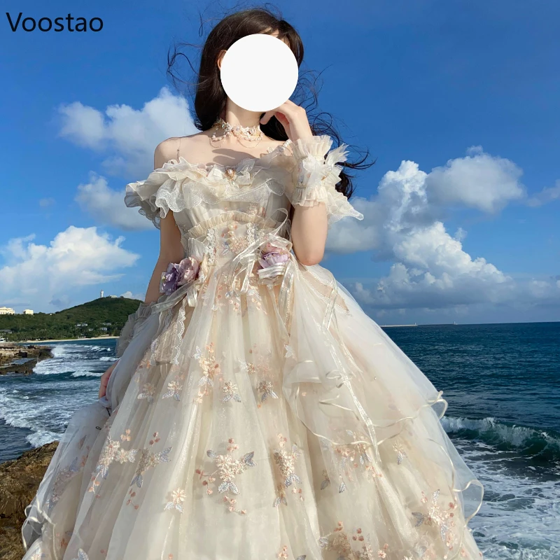 Victorian Retro Lolita Jsk Dress Japanese Women Sweet Lace Floral Embroidery Princess Wedding Party Dress lolita suspender dress lolita dress lolita cosplay costumes