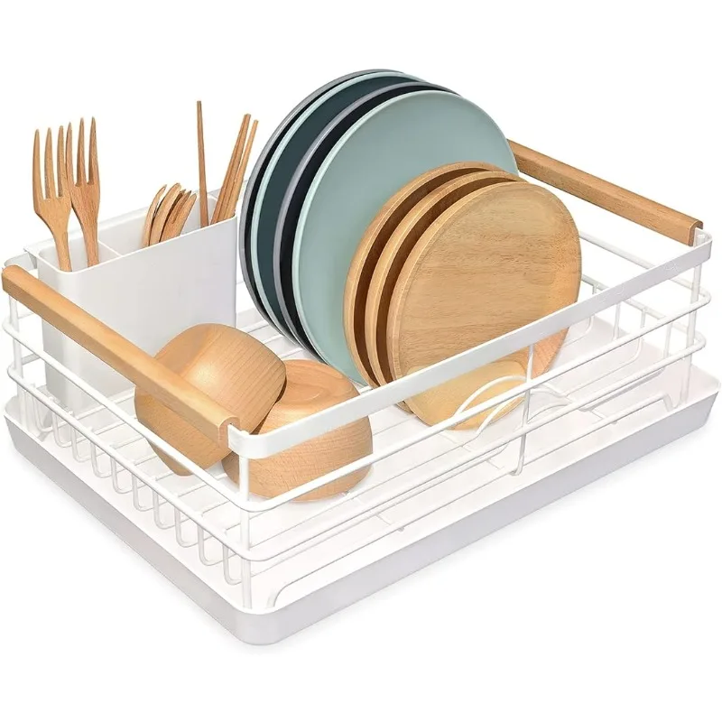 

BRIAN & DANY Dish Drying Rack, Dish Racks for Kitchen Counter, Stainless Steel Dish Drainer with Removable Cutlery Holder & Dr