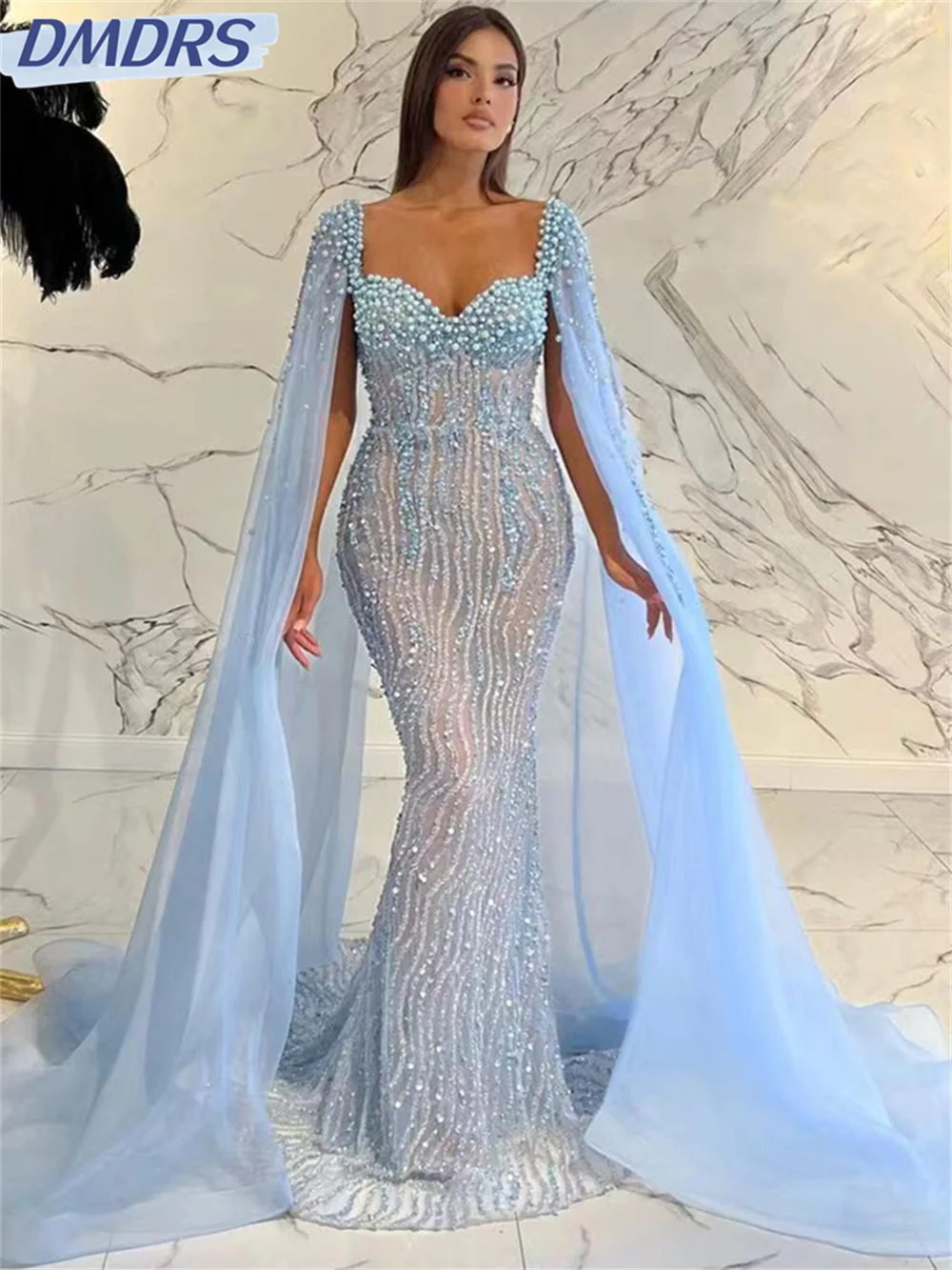 

Luxurious Beaded Evening Gown 2024 Charming Red Carpet Party Dress Romantic Mermaid Floor Length Gowns Vestidos De Novia