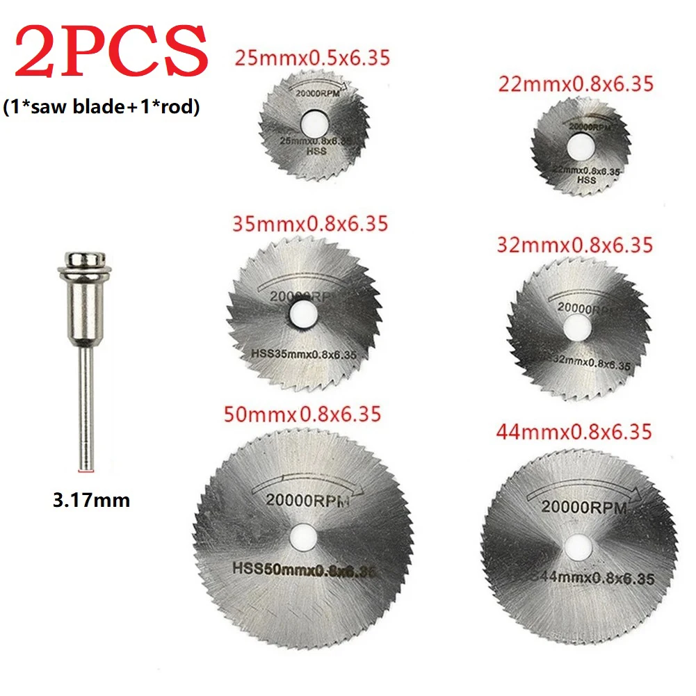 2PCS Mini HSS Circular Saw Blade Rotary Tool For Metal Cutter Wood Cutting Disc For Dremel Rotary Tool 22-50mm Power