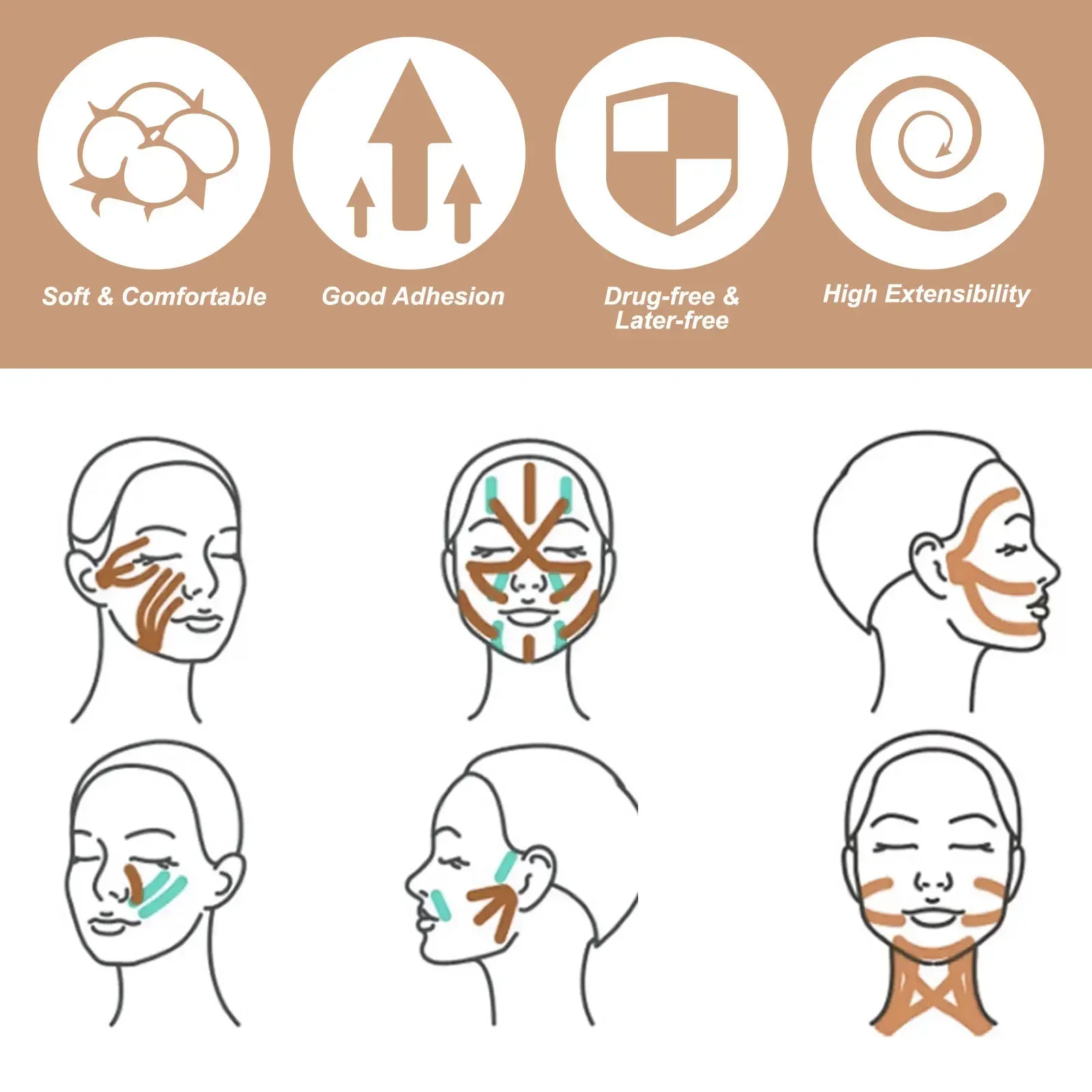 Kinesiology Tape For Face V Line Neck Eyes Lifting Wrinkle Remover Sticker Tape Facial Skin Care Tool Bandagem Elastica makeup face lift tools