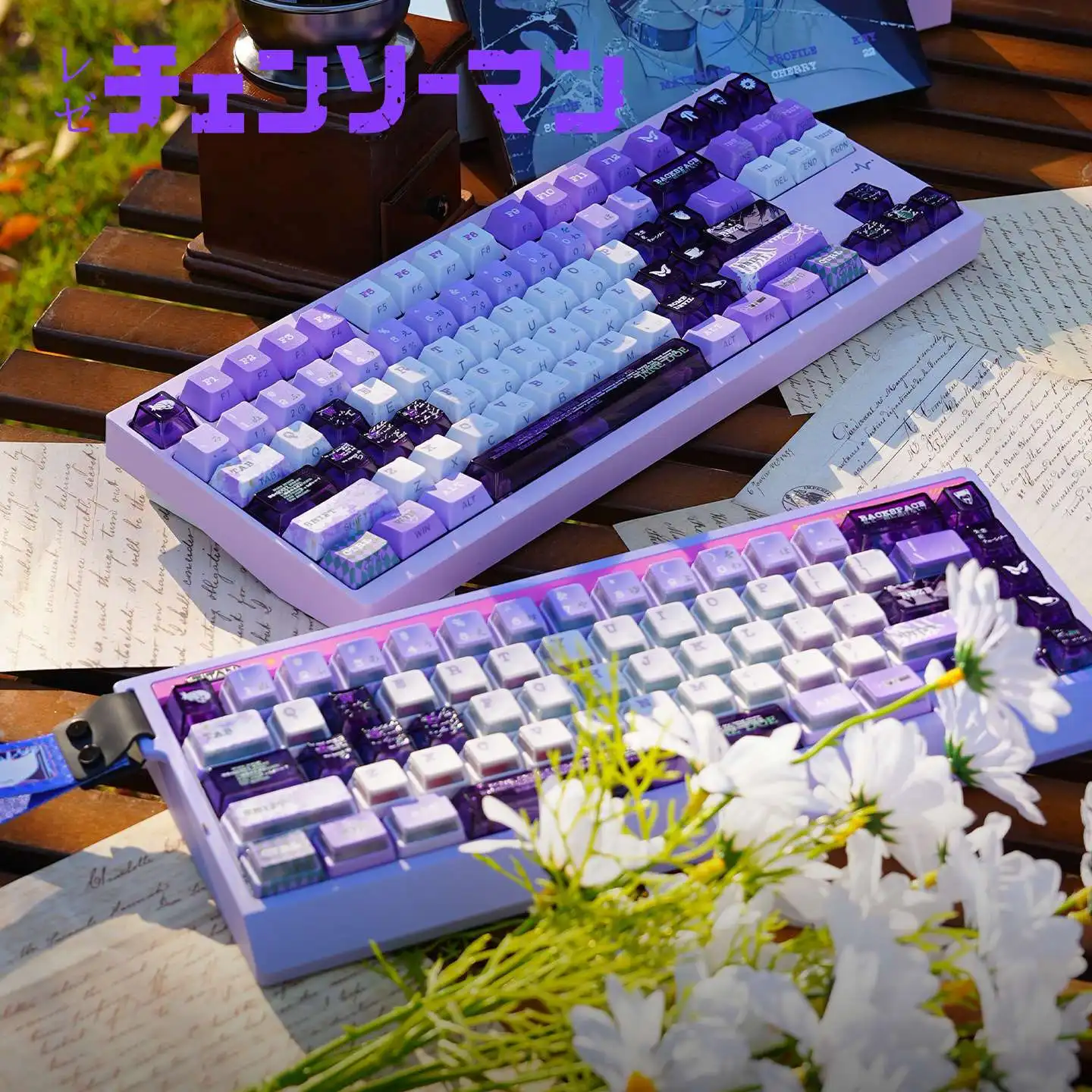 타이탄 네이션 레제 승화 키캡스 뉴클리어 다이 서브 프로파일 사이드 PBT PC 투명 우팅 기계식 키보드 체인소맨