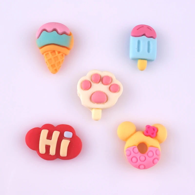10pcs 아이스크림 안녕 마우스 우주선 플랫 백 수지 카보 숑 헤어 로프 전화 ..