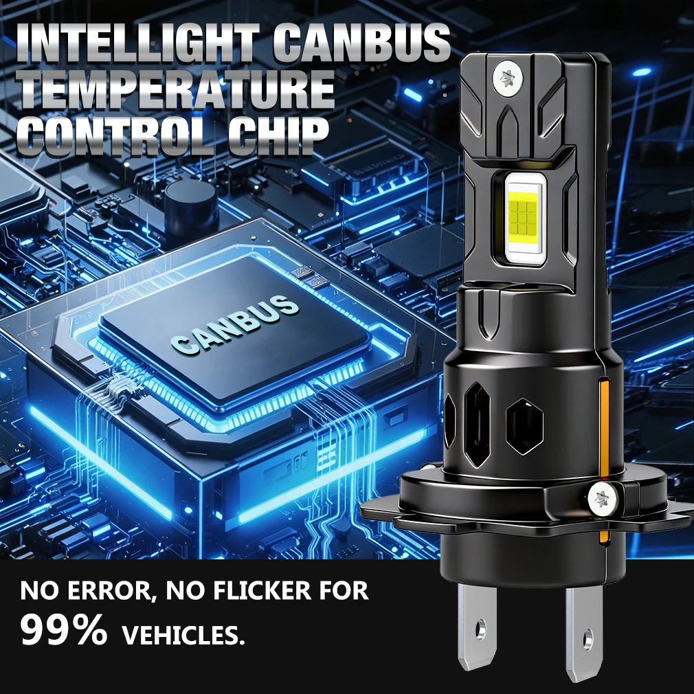 S&D H7 LED 캔버스 자동차 헤드라이트 전구 H4 무선 하이/로우 빔 120W 30000LM CSP 자동차 헤드램프용 자동 다이오드 램프 터보 팬 6000K