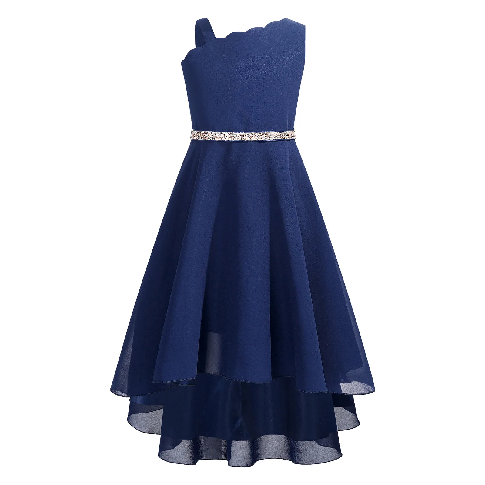 

Kids Flower Girls Dresses Elegant Chiffon Shiny Belt Dress Wedding Bridesmaids Party Princess Dress Festival Prom Evening Dress