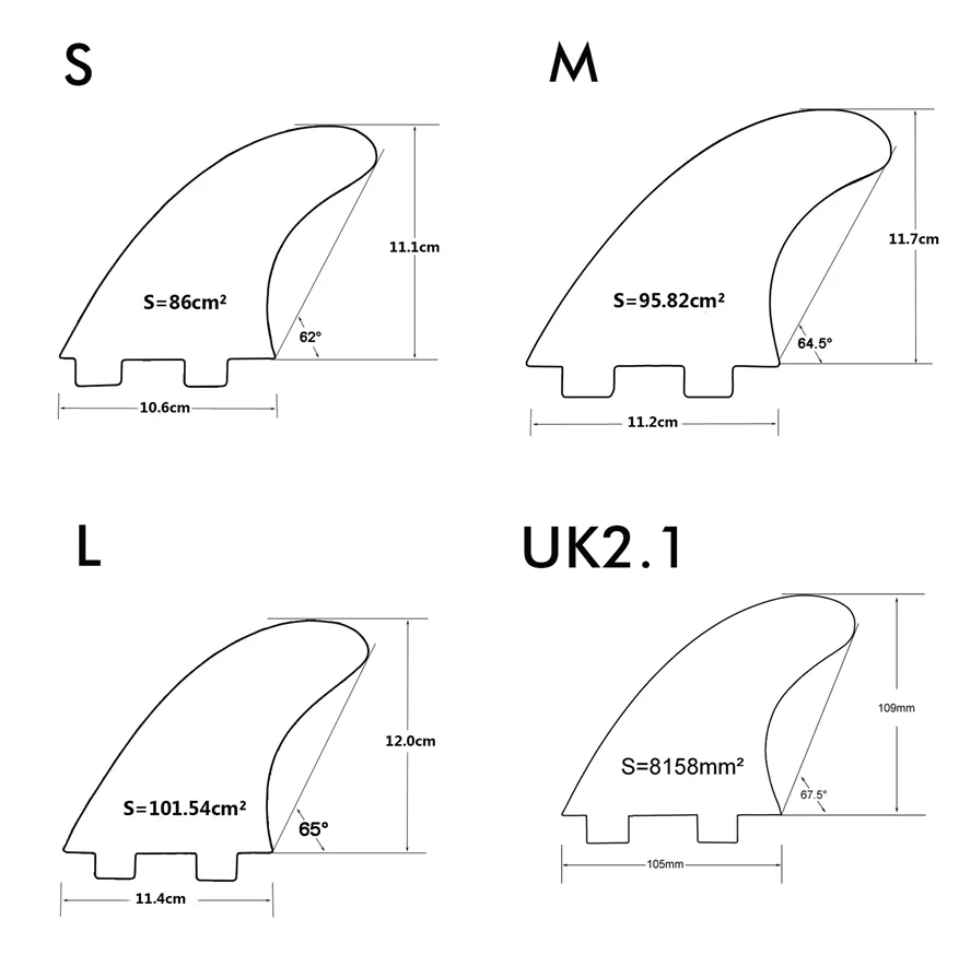 Surfboard Fin UK2.1 Quad Fins UPSURF FCS Fins Honeycomb Surfboard 4 Colors Surf Stabilizer