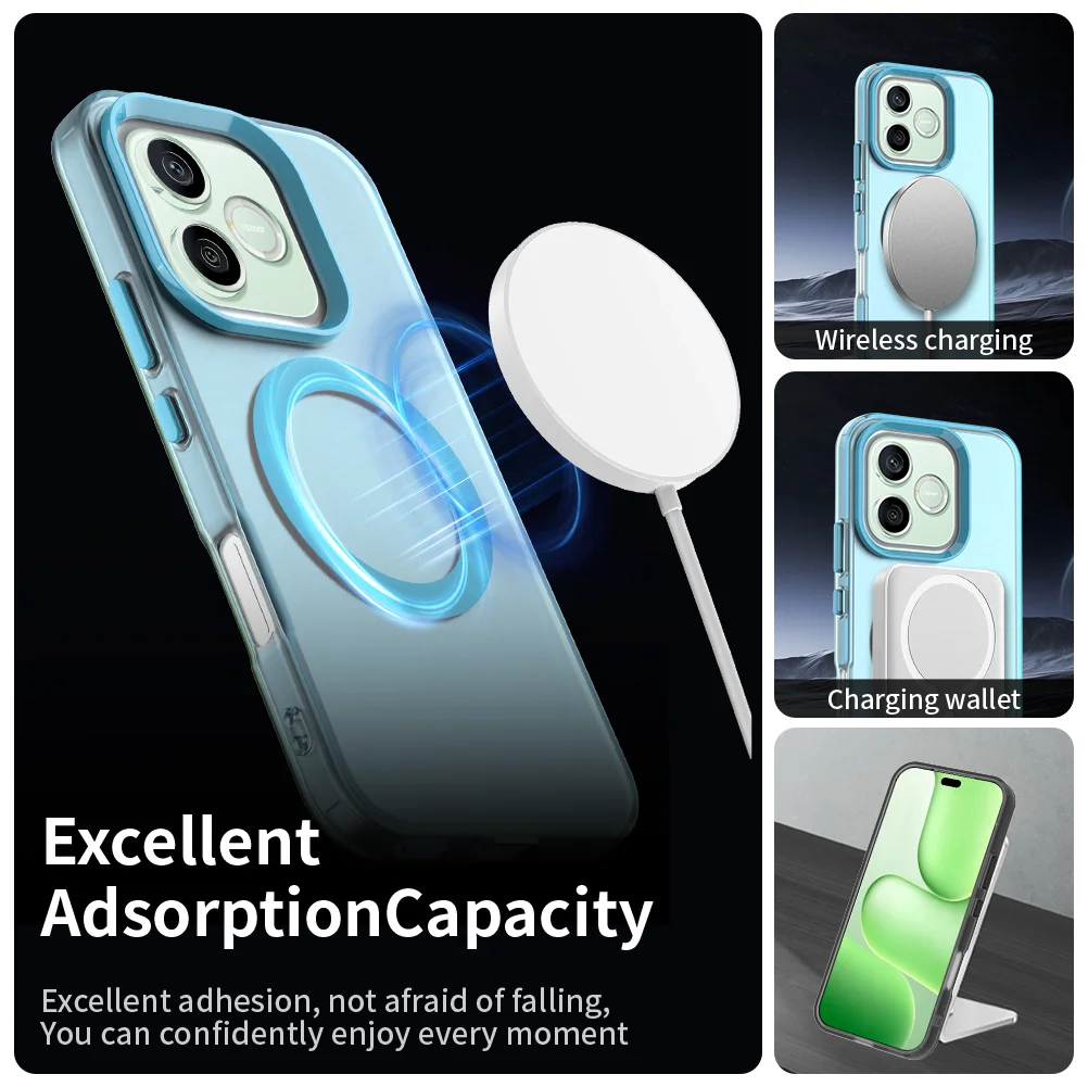 Matte Clear MagSafe-Compatible Wireless Charging Case with Candy Cover