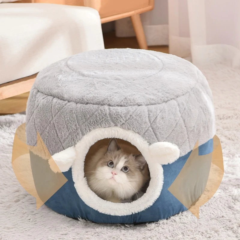 

1 шт. Милая кошачья кровать, теплая корзина для домашних животных, уютная подушка для котят, домик для кошек, палатка для домашних животных, стирающаяся