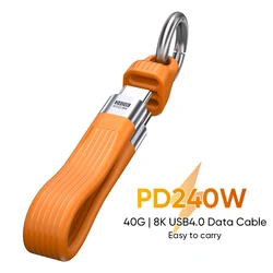 Ultra High - Speed USB4.0 240W USB - C Keychain Cable with 8K Video and 40Gbps Data Transfer (Orange)