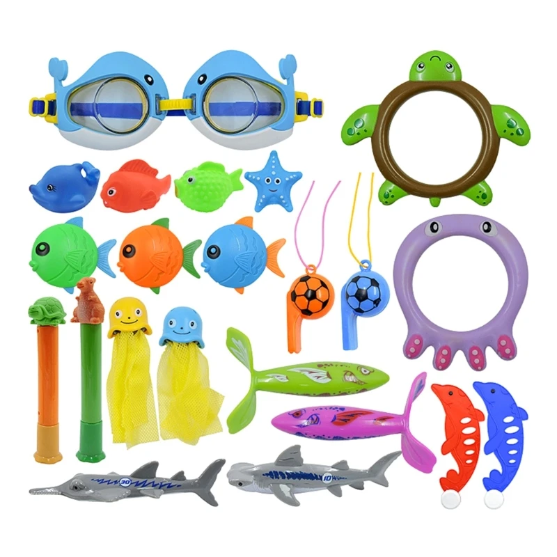 Children Water Toy with Storage Bag Ocean Treasures Diving Training Toy for Kids Diving Sticks Rings Torpedoes