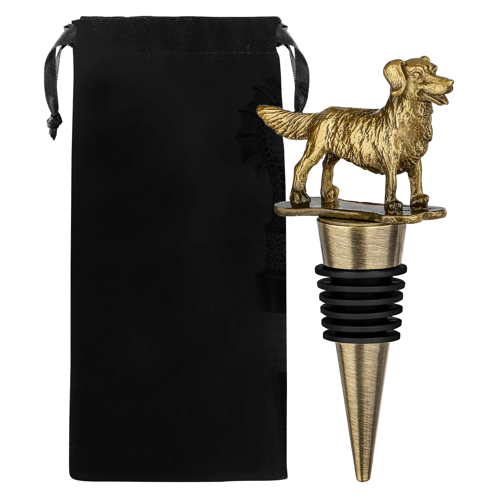 LKKCHER Tappo Per Vino A Forma Di Pastore Tedesco | Regalo Originale Per Amanti Dei Cani E Del Vino, Argento