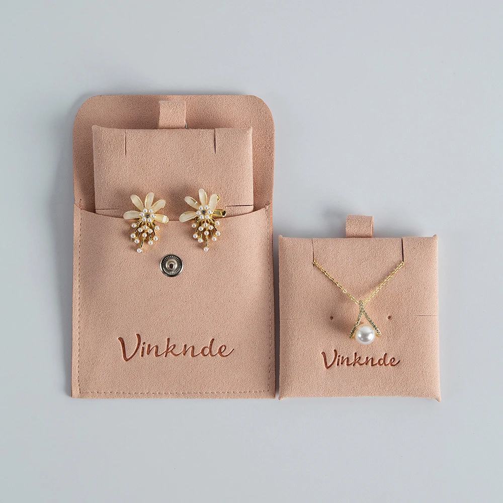 Maßgefertigter Gelber Schmuckbeutel mit Druckknopf Mikrofaser-Schmuckverpackung Geschenktaschen Ohrringe-Halsketten-Organizer mit Einlegekarte – Detail 24