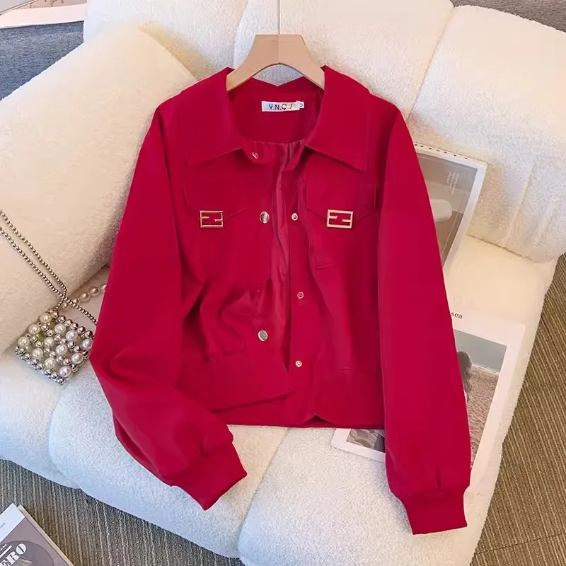 Popular and Beautiful Short Coat Women's Spring Autumn 2024 New Loose and Versatile Casual Small Fashion Jacket Top Solid Color