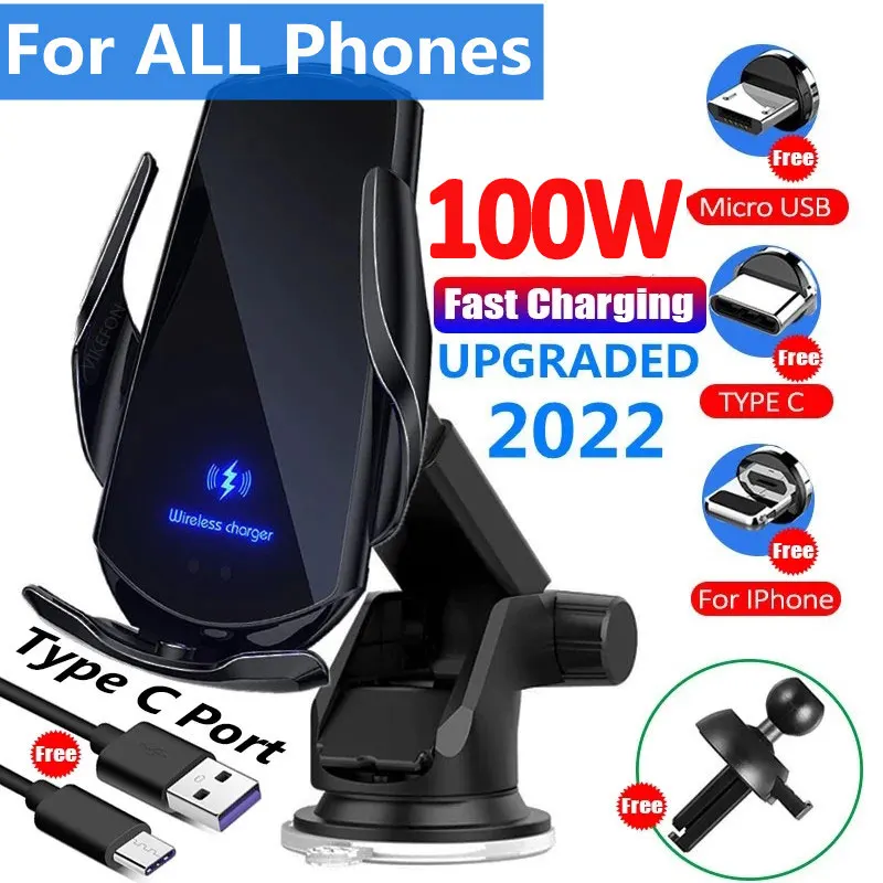 Automatische 100W Auto Draadloze Oplader Voor Iphone 13 12 11 Xr X 8 Samsung S20 S10
