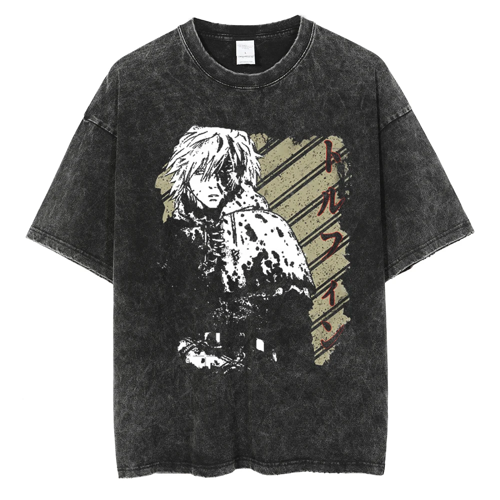 Vinland Saga Washed Cotton Graphic Tee - Unisex Summer Streetwear