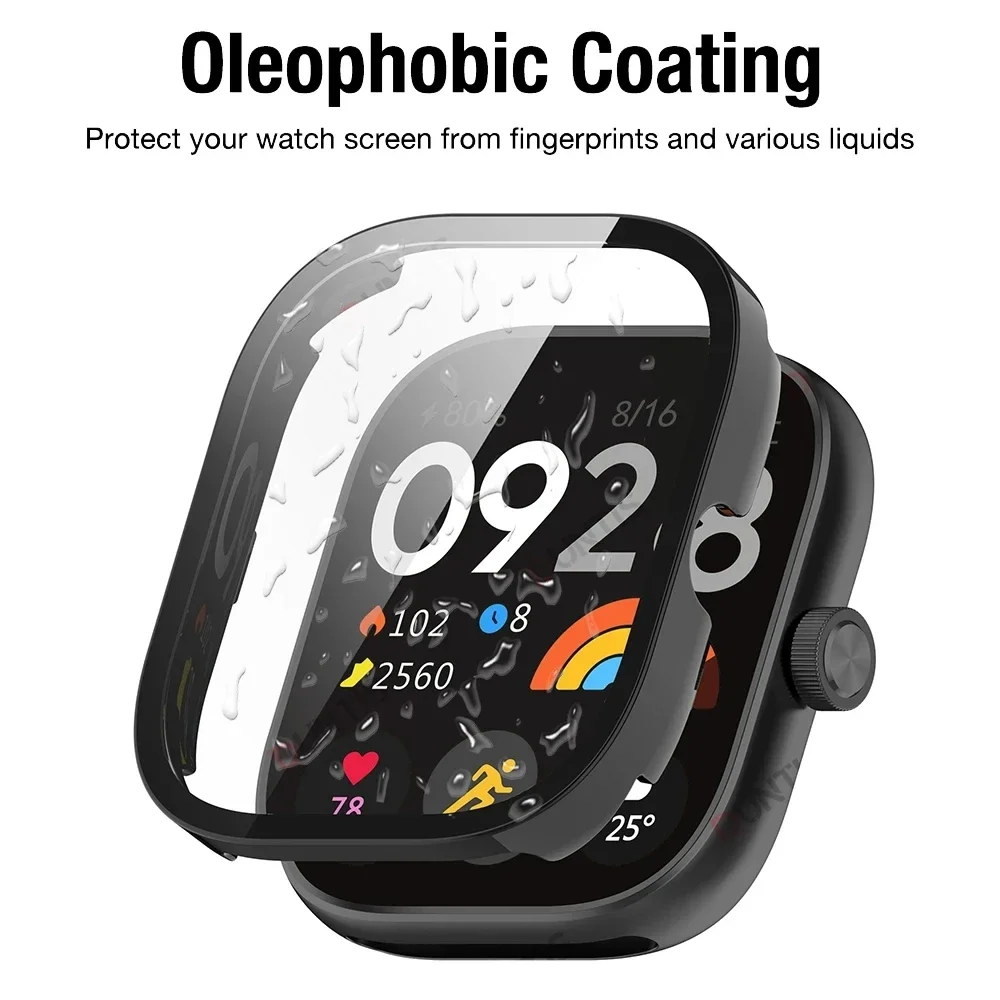 PC Case + Glass Watch Protective Cover for Xiaomi Redmi Watch 4 3 Tempered Glass Anti-scratch Film Bumper for Redmi Watch 3 Active/3Lite watch protective cover