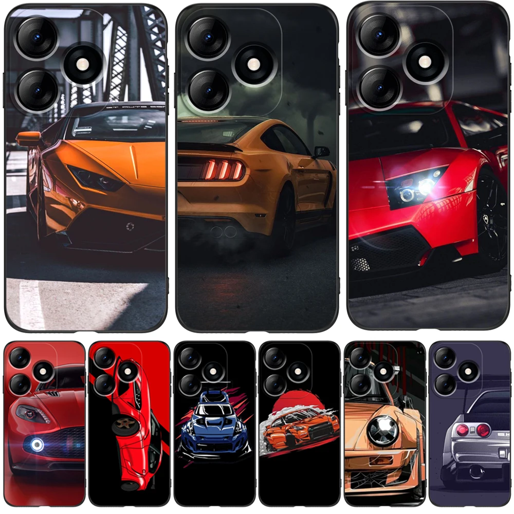 Custodia Per Tecno Spark 10 4G 10C Cover Posteriore Per Telefono In Silicone Custodia In Tpu Nero Auto Sportiva Di Lusso