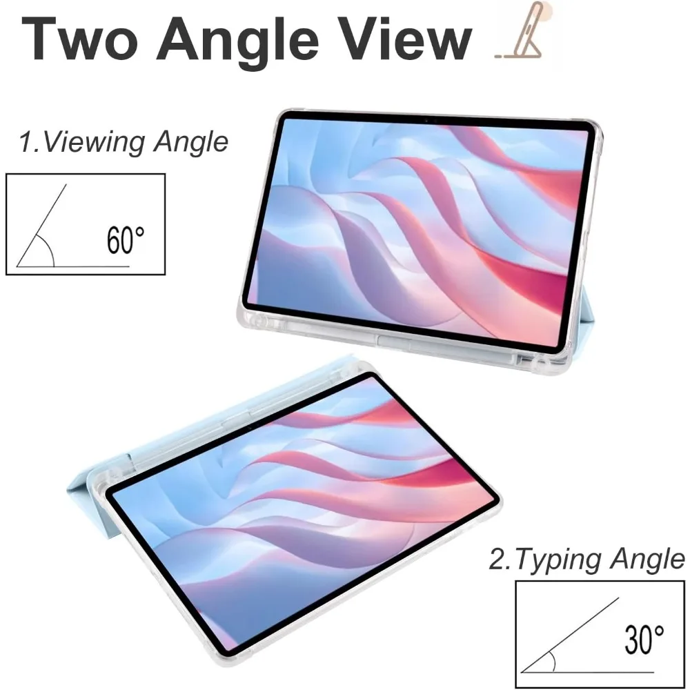 Slim Lightweight Tablet Case with Smart Cover, Shockproof Clear Back, and Pencil Holder – 11.5-Inch