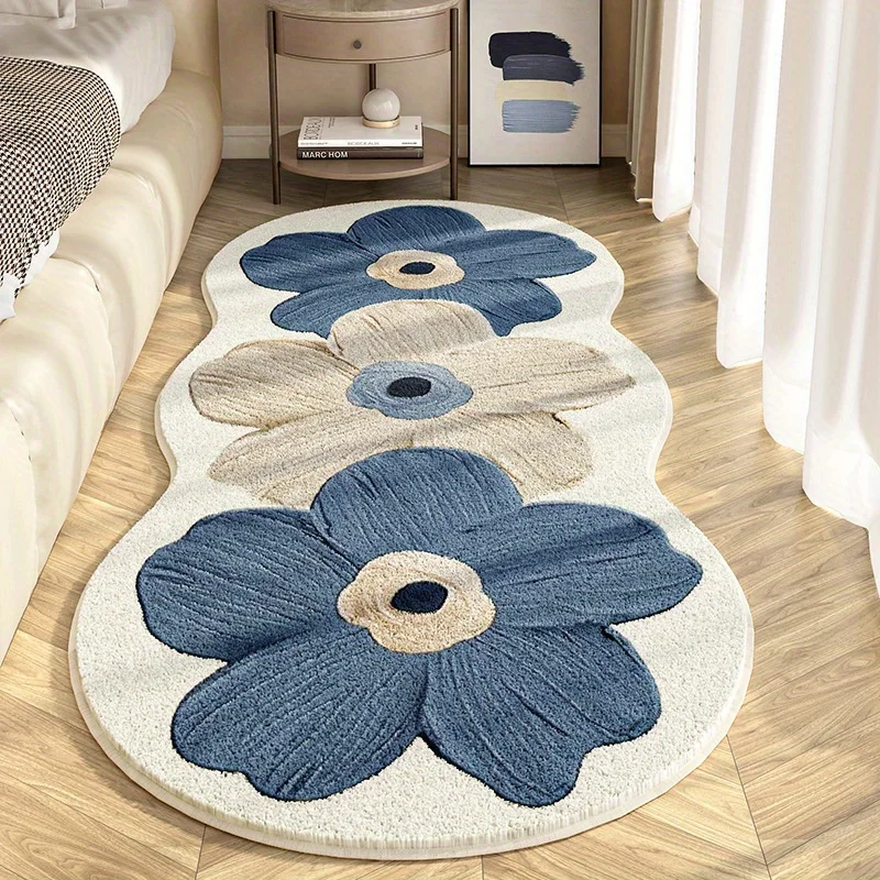 Flower Floor Mat Plush Flower Area Mat Living Room Decorative Carpet Anti Slip Floor Mat Suitable for Corridors and Living Rooms