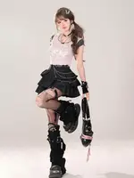 Women Black Gothic A-line Cake Skirt Vintage Y2k Skirt Aesthetic Harajuku Korean Elegant Kawaii Emo Skirts 2000s Trashy Clothes - Image 6