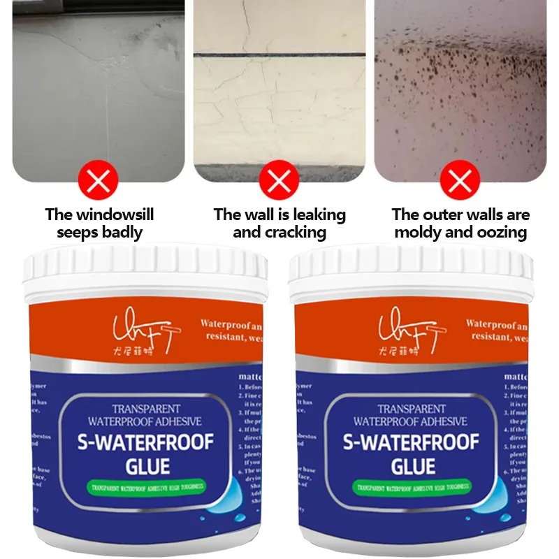 300g Transparent Waterproof Sealant Adhesive for Exterior Walls Leak Proof Coating Bathroom Floor Crack Sealing Mold Proof Coat waterproof sealant