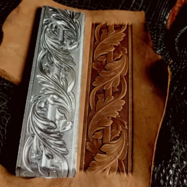 Description Picture 3 of itemRolled Vine Branch Pattern Belt Emboss Stamps Metal Pressing Mold 3D Vintage Design Leather Craft Carving Hydraulic Pressure