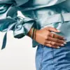 New Bezel Setting Small Beads Blue Turquoise Bangles for Women Brass with Gold Plated Color Classic Bracelet Fashion Jewelry 3