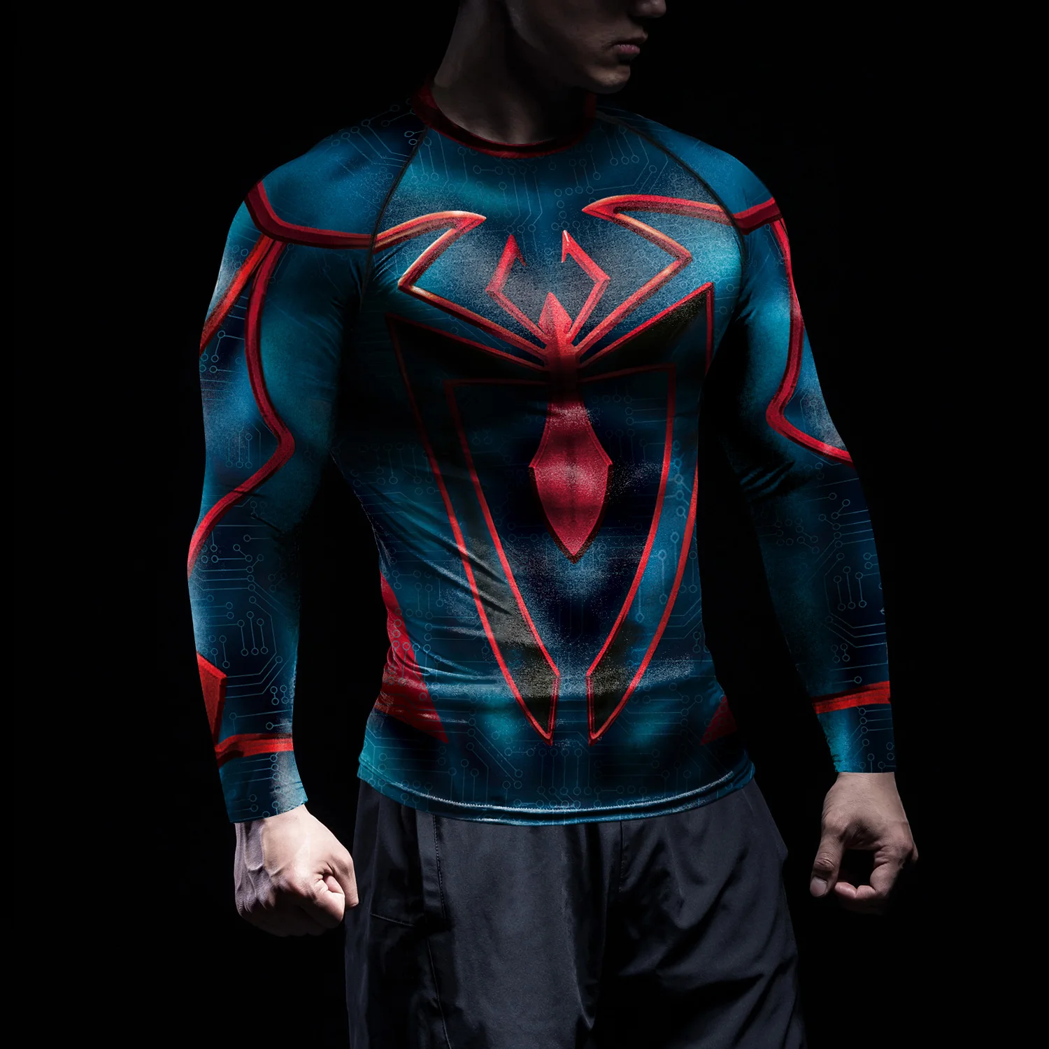 Nadanbao Swimming Men's Rash Guard Workout Tee Man Cosplay Superhero Long Sleeve Swimsuit Fitness Sports Compression Shirt Tops