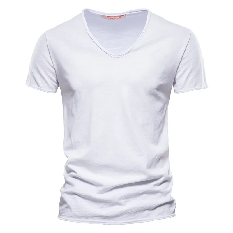 100% bavlna v-neck muži tričko fitness sportovní běžecký štíhlý vhodný soild trička pánský topy tees léto krátký rukáv T košile pro muži