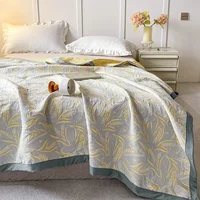 100% Cotton gauze blanket Queen King Size bed linen Jacquard bed plaid stitch Coverlet home bedding Bedspread on the bed Sheet 6
