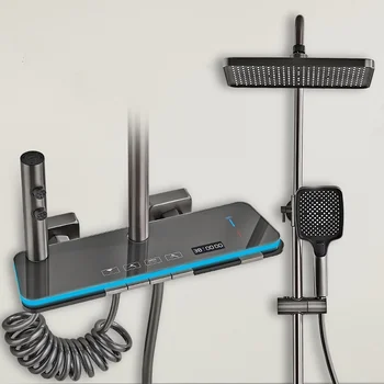 ห้องน้ําชุดเต็มจอแสดงผลดิจิตอลระบบชุดปุ่มเปียโนบรรยากาศก๊อกน้ําอ่างอาบน้ําผสมหัวฝักบัว 1