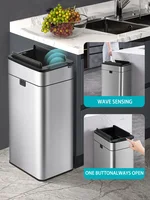 Stainless Steel Smart Trash Bin Large Capacity Induction Garbage Bucket Waste Bins Dustbin for Kitchen Wastebasket Smart Home 2