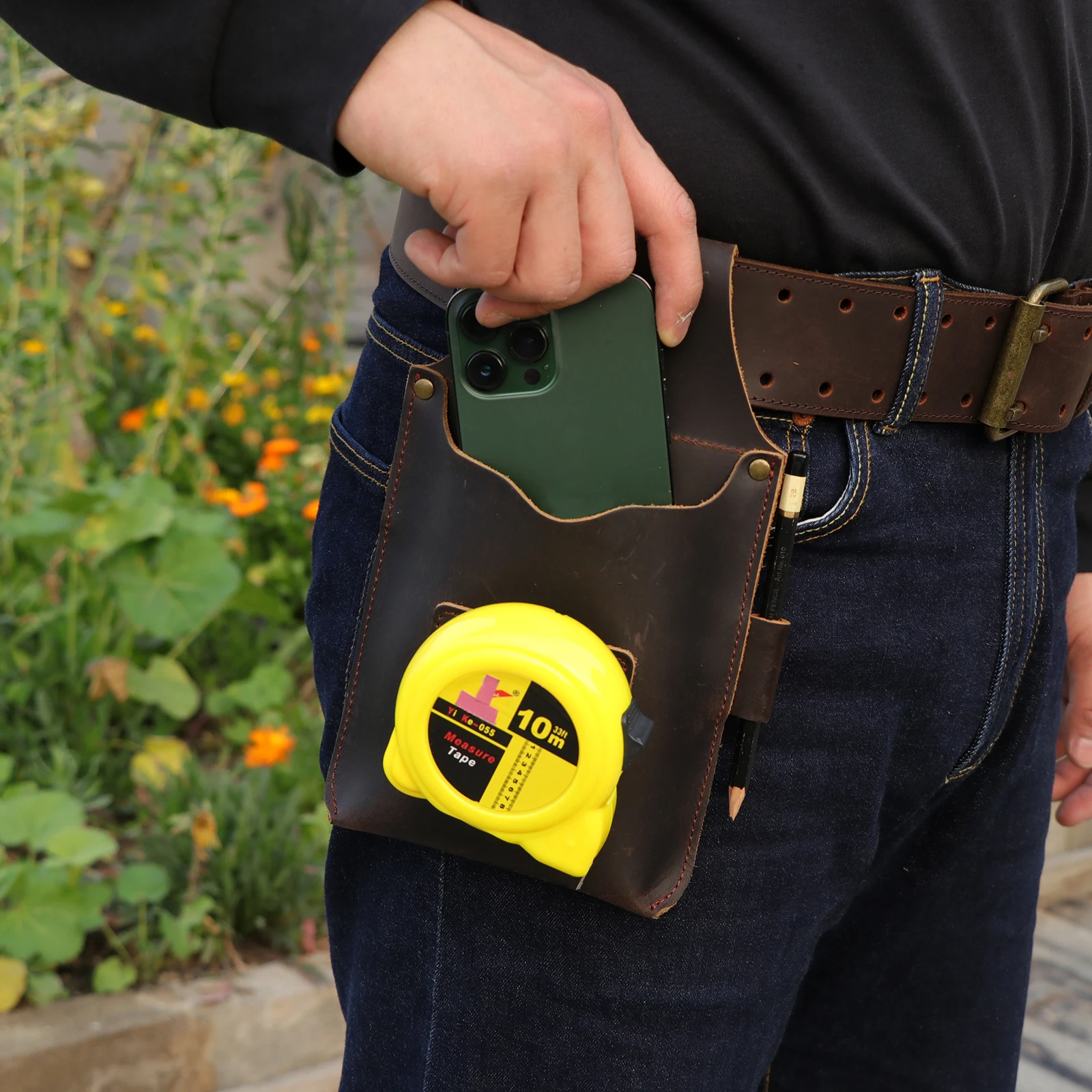 Tool Belt Leather Belt Pouch For Phone Small Tool Pouch Tourbon