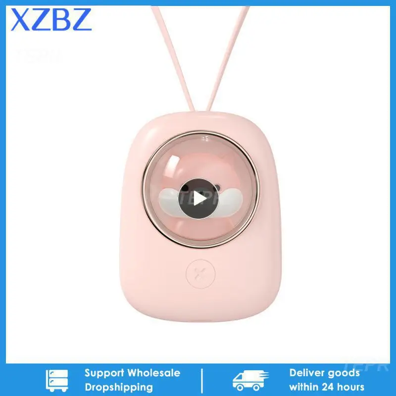 귀여운 행잉 넥 선풍기 여름 에어 쿨러, USB 충전식 음소거 선풍기, 야간 조명, 블레이드리스 냉각 팬, 소형 선풍기 선물