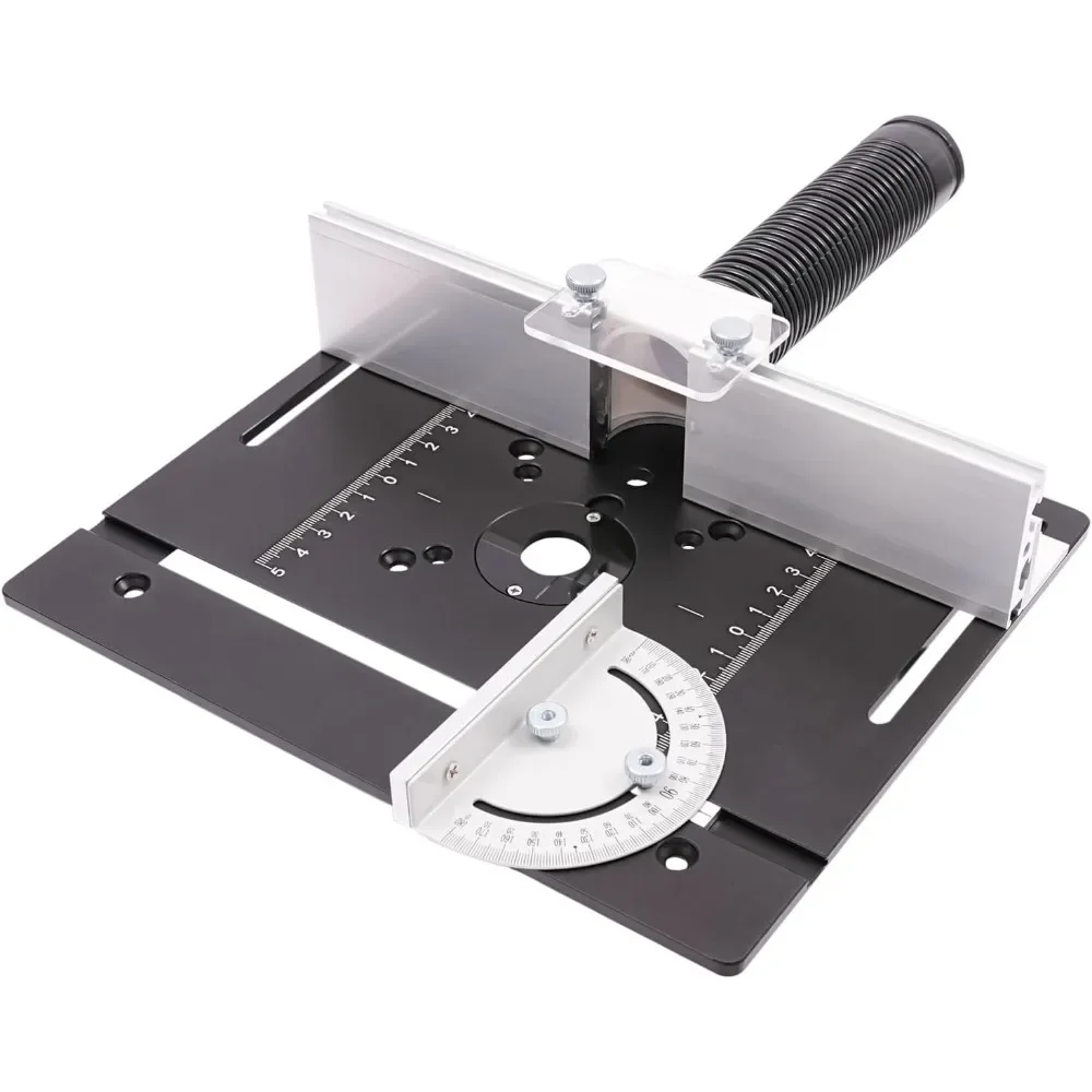 Milling Table Insert Plate Aluminium Alloy Router Table Insert Plate with 180° Rotating Mitre Gauge for Routers Chamfer Milling