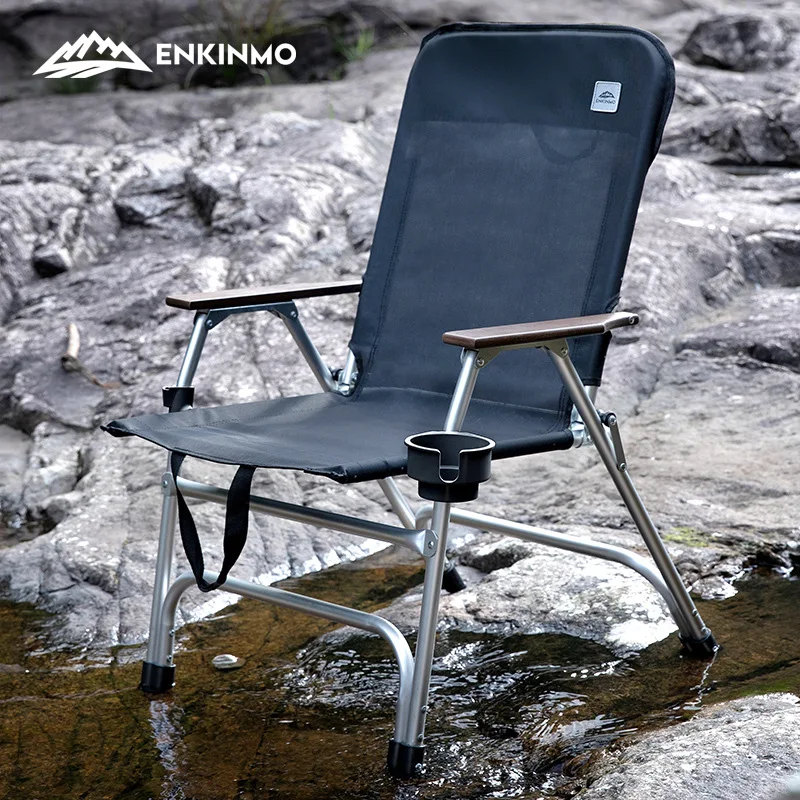 Aluminum Alloy Outdoor Folding Chair Backrest and comfortable solid wood armrests for fishing, beach,Hiking camping chair new
