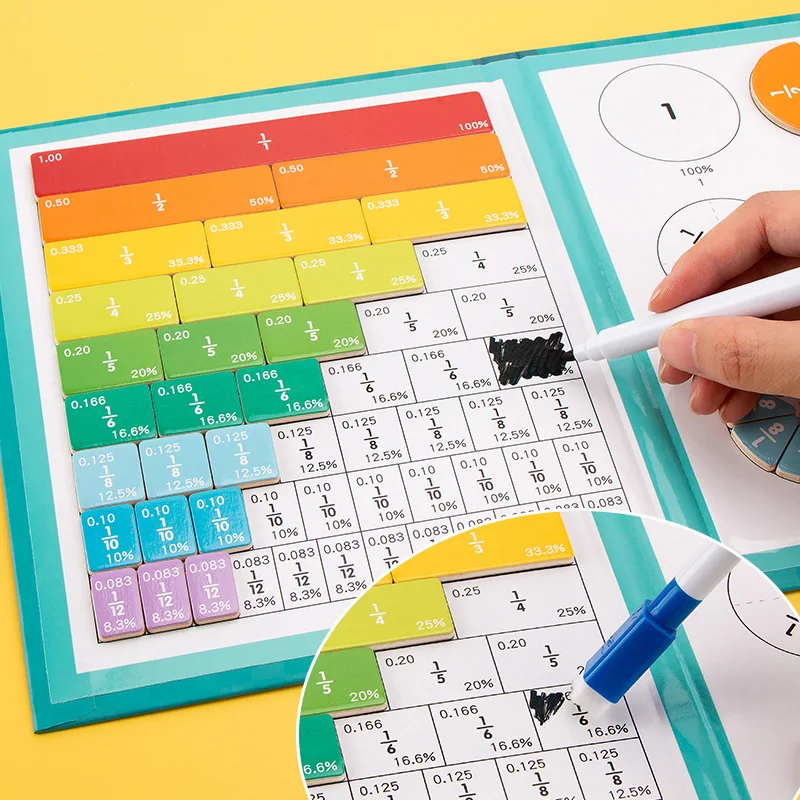 Children Magnetic Fraction Montessori Mathematics Wooden Fraction Book Learning Math Inteligence Educational Kid Teaching Aids 6