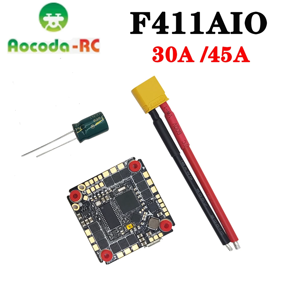 

Aocoda-RC F411AIO MCU STM32F411CEU6 30A 45A 4 в 1 ESC F4 встроенный Амперметр для управления полетом 25,5 мм