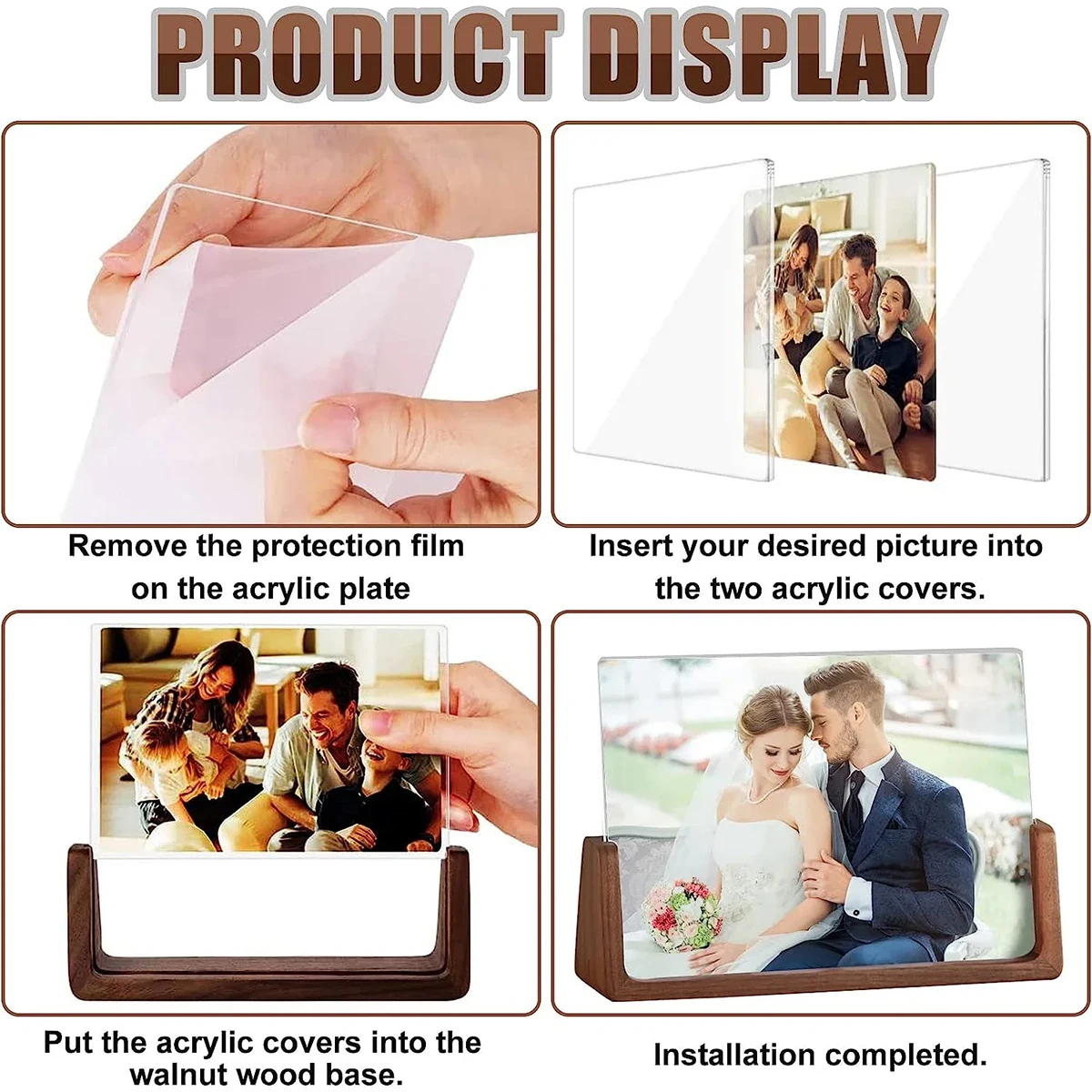 Personalized acrylic-wood photo frames, photo frame ornaments, and simple holiday gifts indoors commemorate precious memo