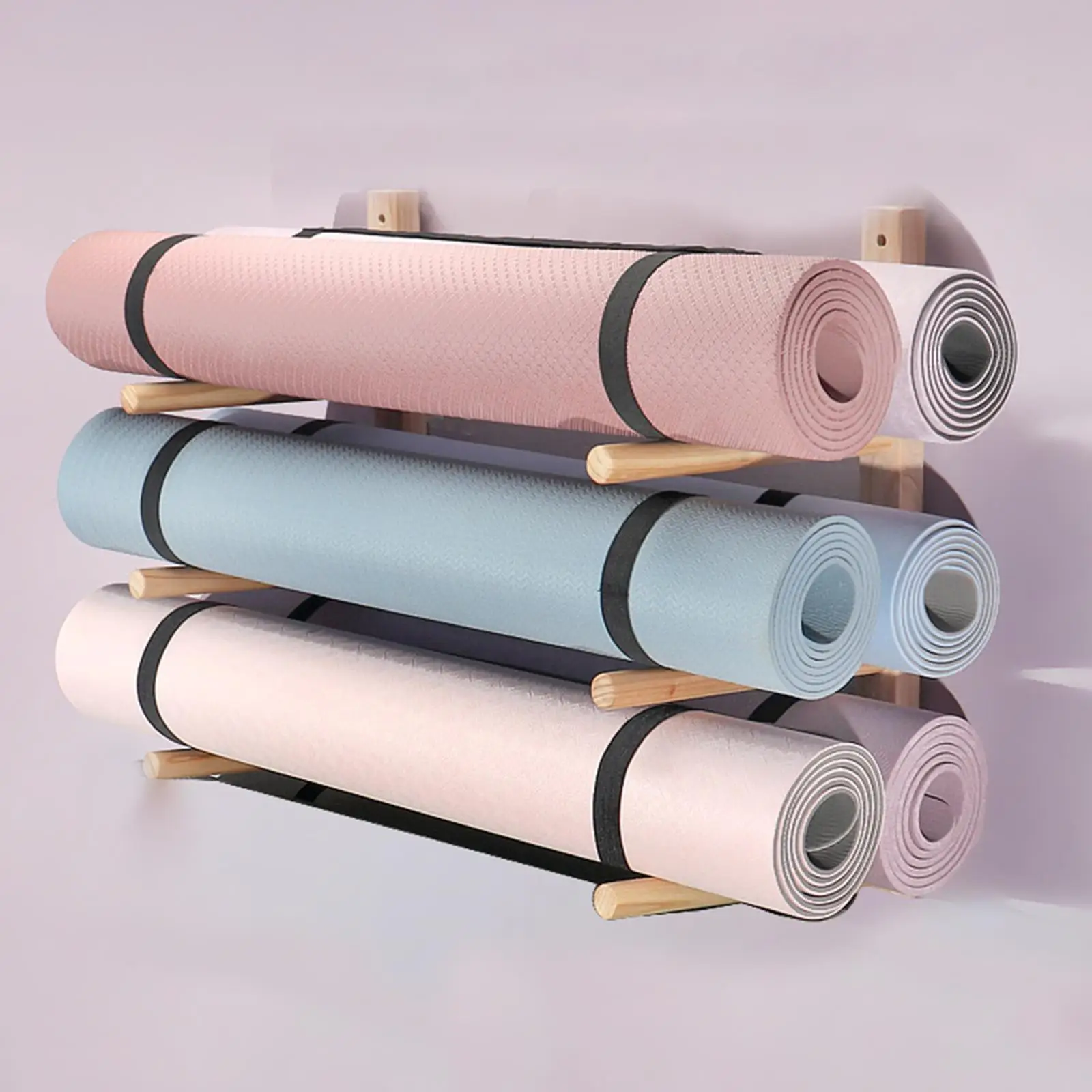 2 Pieces Wood Yoga Mat Storage Rack Portable Yoga Mat Holder for Foam Roller