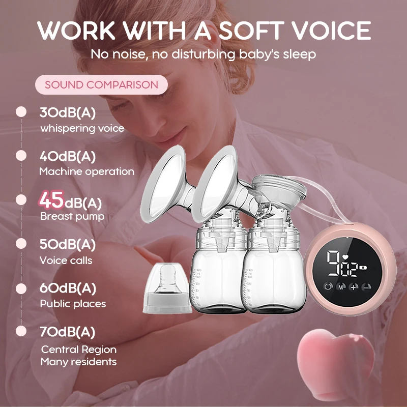 Dr.isla USB Electric Breast Pump Double Electric Breast Pumps Powerful Nipple Suction with Baby Milk Bottle Cold Heat Pad Nipple electric breast pump