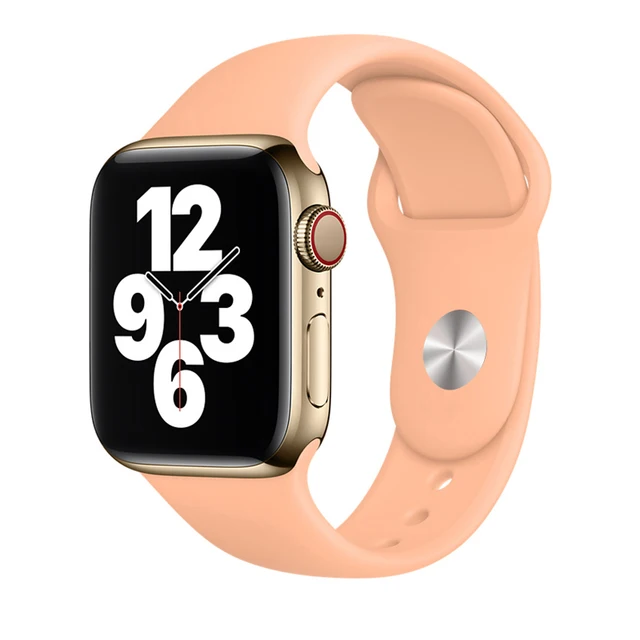 Silicone Strap For Apple Watch Band 44mm 41mm 45mm 40mm 38mm Smart Watch Sports Rubber Bracelet iWatch 6  Serie 7 SE Watchband Grapefruit