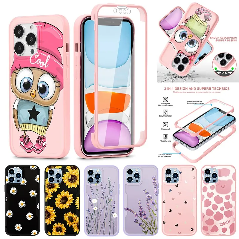 Роскошный защитный чехол с полным покрытием 360 градусов для iPhone SE2 7 8plus 12 11 13 Pro XR X XS