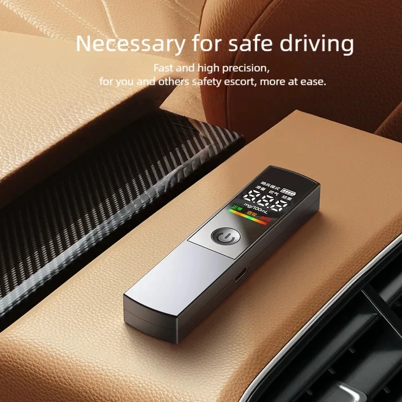 Portable Driver Drunk Breath Alcohol Tester Rechargeable Digital Non-Contact Breathalyzer Air Blowing Alcohol Tester