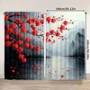 2pcs, spring summer Curtains red plum blossom Sheer Curtains Versatile Polyester Outdoor Decorations Perfect for Bedroom Office 3