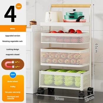 ชั้นวางของในครัวอเนกประสงค์แบบตั้งพื้นถึงเพดาน ชั้นวางหลายชั้นแบบหมุนได้ สำหรับใส่ผักผลไม้และขนมขบเคี้ยว 12